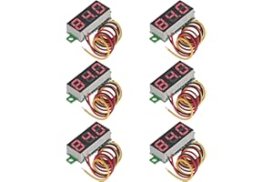 GTIWUNG 6 Pcs 0,28 Pollici Mini Voltmetro Digital LED Display Pannello,DC 0-100V 3 fili Mini Voltmetro Digitale Tester,Protezione Inversione di Polarità e Misurazione Accurata Della Pressione,Rosso