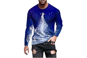 LUOLUOLUO Clearance Mens Xmas Sweatshirt Christmas Jumper 3D Printed Novelty T-Shirt Christmas Tree Jumpers Long Sleeve Shirts Casual Crew Neck Tops Lightweight Cotton Pullover Slim Fit Pullover S-5XL