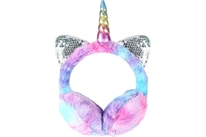 BTHRORO Licorne Cache Oreille Enfants Peluche Cache Oreilles Chauffe-oreilles Hiver Réglables Cache-oreilles d'Extérieur Chaud pour Les Femmes Filles Cadeau D'hiver