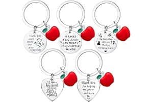 HGREIWGK Hgreiwk 5PCS Teacher Keyring Gifts: Metallic Green Keychain for Teachers, Unisex Adults