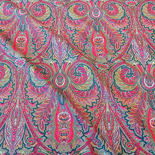 Stoff Baumwollstoff Meterware Paisley petrol bunt Valdrome aus Frankreich - 2