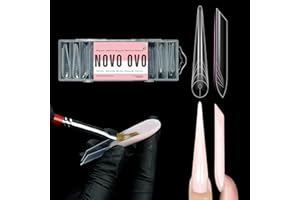 NOVO OVO XXL XXXL rosyjskie migdały/trumny podwójne formy do przedłużania żelu poliestrowego z linią prowadzącą wewnątrz, bardzo długie do paznokci akrylowych, wielokrotnego użytku, pełne formy do