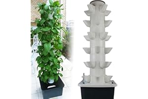 FXNFXLA Hydroponic Growing System for Indoor Herbs, Fruits, And Vegetables, Aeroponic Tower Garden with Hydrating Pump, Adapter, Net Pots, and Timer(Color:25holes)