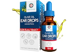 Medi Grade Olive Oil Ear Drops for Wax Removal and Blocked Ears, 10ml - 100% Natural Ear Wax Removal Drops with Pipette Dropper Softens and Removes Hardened Earwax Buildup - Advanced Ear Wax Drops