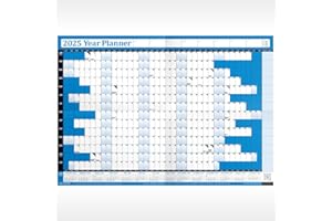 PLANNERHEAD 2025 Year Yearly Annual Office Home Wall Planner Calendar Chart Poster/Includes UK & Ireland Bank Holidays/Unmounted Unlaminated (Blue, Gigantic Size 90cm x 135cm (Rolled).)