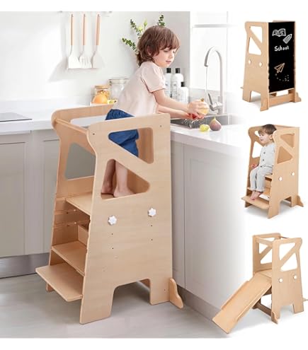 Xiha Montessori Learning Tower Observation Tower Adjustable In 4 Heights Protected On All Sides