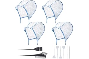 NITAIUN 12 Piezas de Gorro de Tinte Kit con Cepillo de Tinte y Ganchos Gorro de Peluquería Desechable Sombrero Coloración Tinte Herramientas para la Peluquería El Teñido Casero y Salón