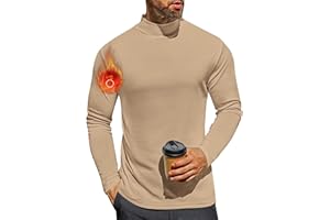 Ekouaer Camiseta Interior térmica de Invierno para Hombre Camiseta de Manga Larga con Cuello Alto S-XXL