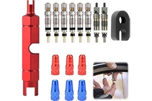 RUMGUG Kit di 16 Pezzi per Manutenzione Valvole Tubeless MTB: Strumento Valve Core Remover, Lattice per Tubeless, Valvole Presta, Adattatori per Bicicletta, Essenziale per Ciclisti (16 Pcs)
