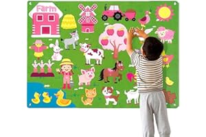 TOMATOYS Juguetes Educativos de Fieltro para Niños. Colección Montessori de Figuras Didácticas: Sistema Solar, Mapa Mundi, Animales Marinos, Zoo y Granja. Regalos Infantiles 3-5 (Animales de Granja en Juguete)