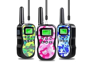 JUAUO Walkie Talkie para Niños Regalos Niño 3-8,8-12 Años, Juguetes de Walkie-Talkie 8 Canales Larga Distancia 3KM con VOX, Linterna, LCD Pantalla, Juguetes al Aire Libre de 3 a 12 años - 3Pcs Camuflaje