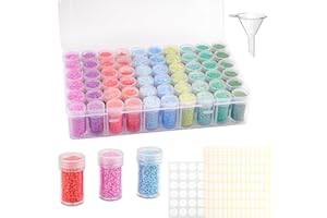 benlidoner 60 Slots Diamond Art Storage Box Kit Portable Diamond Art Accessories Transparent Bead Storage Box with Labels and Funnel for Diamond Organization