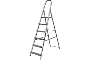 NAWA HOME & WORK Escalera de Tijera de Aluminio Peldaño Ancho 12 cm (6 Peldaños con Ancho 12 cm). BTF-TJB306