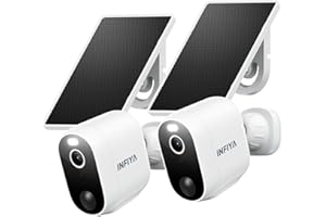 INFIYA 2K Camera Surveillance WiFi Exterieure sans Fil - Camera Exterieur sans Fil Solaire, Alerte Instantanée PIR, Vision Nocturne Couleur, Détection Humaine, 2.4GHz WiFi, Étanche IP65 (Lot de 2)