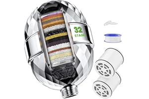 GOWINSEE 32 Stufen Duschfilter mit Vitamin C für hartes Wasser - Duschfilter für Wasserenthärter mit austauschbarer Mehrstufen-Filterpatrone zur Entfernung von Chlor und Schwermetallen