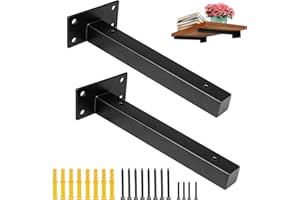 YUE 2 Pezzi Staffe per Mensole Pesanti, Mensole Galleggianti Industriali Nere, per mensola a parete fai-da-te o personalizzata, 8 pollici, cuscinetto 30 kg (nero) (8 pollici / 20 cm)