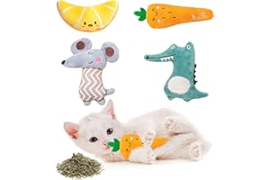 KQDRAVINE Giocattolo per gatti con erba gatta 4 pezzi giocattolo per gatti con erba gatta giocattolo auto-occupazione Catnip Toy Cat Toys, cuscino di erba gatta giocattolo per gatti