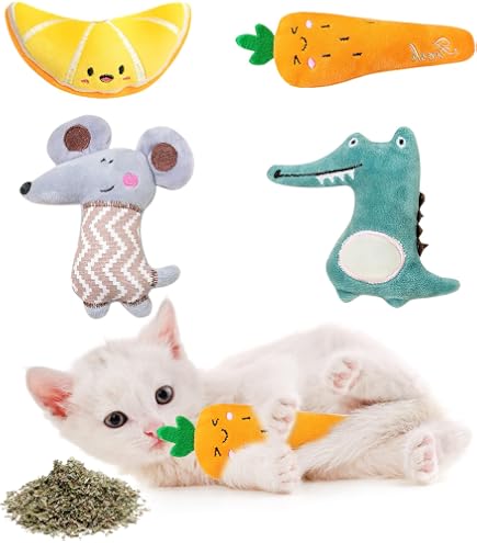 Giocattoli Per Gatti Con Erba Gatta - Set 4 Pezzi A Forma Caramella Di Natale, Interattivi