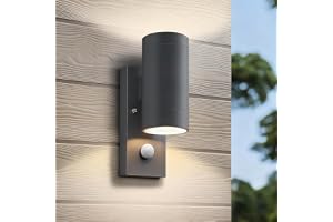HomeyHoney Utomhus vägglampa med rörelsesensor | IP65 Utomhu, GU10 utomhus vägglampa i aluminium, topp och botten, för trädgård, balkong, set om 2