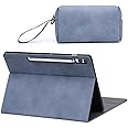 HYZUO Case for Samsung Galaxy Tab S9 FE+ Plus/Galaxy Tab S9+ Plus 12.4 Inch 2023, Multi-Angle Viewing Folio Stand with S Pen Holder, Protective Tablet Cover with Pouch, Auto Wake/Sleep, Haze Blue