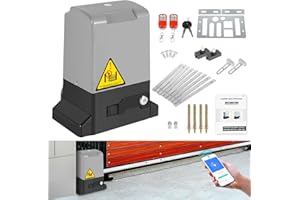 Hebitod Motor Puerta Corredera 370W 800KG Motor para Puerta Corredera Smart WiFi Accionamiento Eléctrico De Puerta con 4M Cremallera, 2 Mandos de Garaje