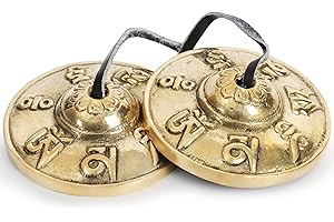 Hihealer Tibetan Tingsha Cymbals - Om Mane Padme Hum - Meditation Bells for Spiritual Healing & Mindfulness - Perfect Spiritual Gift for Women (Black)