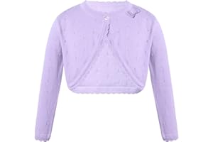 iEFiEL Bambina Bolero a Manica Lunga Neonata Cardigan Elegante con Bottone Coprispalle in Cotone Autunno Abito da Cerimonia Sera Battesimo Giacca Corta Wedding Nozze