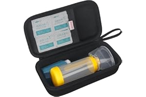 BOVKE Asthma inhalator étui de Voyage Rigide, espaceur d'inhalateur pour Enfants et Adultes, Masque, Support d'inhalateur asthme Sac de Transport avec Sac à médicaments et Autres Accessoires, Noir