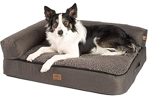JAMAXX-PETS JAMAXX Premium 4-in-1 Hunde-Sofa Orthopädisches Hundebett mit Memory Visco Schaumstoff, abnehmbare Polster, Extra-Dicke Polsterung, Wechsel-Bezug, Waschbar, PDB3015 (M) 80x60 ECO braun