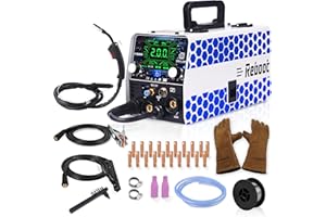 Reboot MIG Welder 200AMP 230V 5-in-1 Multiprocess Machine| Gas/Gasless/Lift TIG/Stick/Spot | Inverter with Large LED Display | Upgraded RBM2000 with Free Welding Gloves
