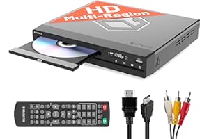 Compact DVD Player with Included HDMI | Multi Region Disc Playback | 1080 HD Upscaling | HDMI, RCA, & AV Connectivity | USB, MP3, & CD Playback | Easy Use Remote Control Included | OAKCASTLE DVD100