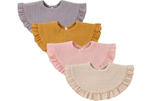 Nishine 4 Stück Unisex Baby Musselin Bandana Sabberlätzchen 360 Grad drehbare Baumwolle Kinderkrankheiten Füttern Sabbern Lätzchen für Jungen Mädchen