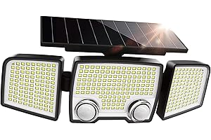 LUTEC Solar Security Light with 2 Sensor, 332 LED 7000K 1500LM Solar Security Lights Outdoor Motion Sensor, Waterproof 270 Wide Angle Solar Flood Lights with Sensor with 3 Modes for Garden Patio Yard
