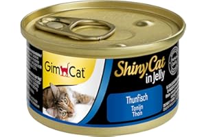 GimCat ShinyCat in Jelly Thon - Nourriture humide pour chats au poisson et à la taurine - 24 boîtes (24 à 70 g)