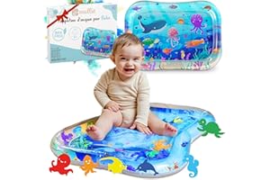 Mallie® Tappeto Acqua Neonati Tummy Time | Tappetino Sensoriale Neonato Gonfiabile con Acquario | Giochi Bambini Tummy Time e Sviluppo Motorio | Tappetino Neonati Sicuro e Confortevole