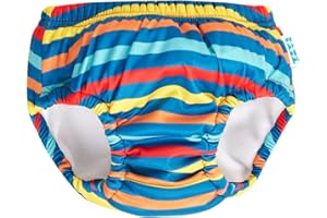 TotsBots- Reusable Swim Pants for Babies and Toddlers - Easy to Use - Swimming Pool Safe - Breathable and Stretchy Fabric - UK Made (Swim Stripe, 18-24 Months)