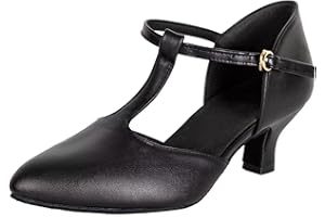Asyusyu Ballroom Dance Shoes for Women UK Black Character Shoes Low Dance Heels for Latin Salsa Line Dancing