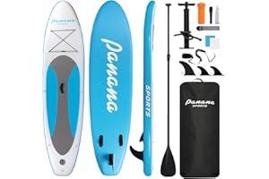 Panana Inflatable Stand Up Paddle Board 10'x30’’x6’’, Premium Surfing Board Kit for Youth & Adults, SUP with Adjustable Paddle Hand Pump Fin Leash Backpack