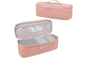 Lychii Dwuwarstwowa torba podróżna, torba do przenoszenia Shark Flexstyle na jednoetapową suszarkę do włosów, wolumizator, stylizator, wodoodporny organizer, torba podróżna do przechowywania, różowy