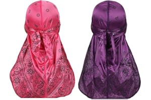 DINPREY Bandana Doo en soie pour homme et femme avec longue queue et sangles larges pour 360 vagues