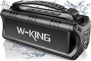 W-KING Bluetooth Lautsprecher, (60W Max) 30W Tragbarer Musikbox Bluetooth Outdoor, IPX6 Wasserdicht Bluetooth Box kabellos Lautsprecher Klein mit Satte Bässe, 24H Spielzeit, TF Karte, USB Stick, AUX