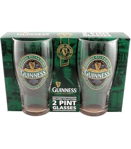 Guinness Pint-Gläser Set – 4 Stück 20 Unzen (590 Ml) Mit Geprägtem Harfen-Logo | Offizielle Pub-Gläser Aus Robustem Glas