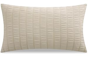 TOCOMOA Seersucker Poszewka na poduszkę, 40 x 80 cm, zestaw 2 sztuk, 100% mikrofibra, beżowa, miękka i hipoalergiczna, certyfikat Öko-Tex, 40 x 80 cm, z zamkiem błyskawicznym