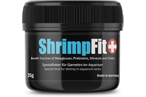 GlasGarten ShrimpFit | 35 g - Specialmat för prydnadsräkor, immunförstärkare för bättre motstånd, innehåller viktiga aktiva ämnen som beta-glukaner