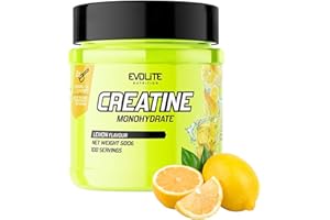 ‎EVOLITE NUTRITION Creatine Monohydrate 500 g - Taurine Creatine Powder, Pre Workout - 100 Servings - Perfectly Soluble, Vegan & Micronised, 3 Months Supply - Evolite Nutrition