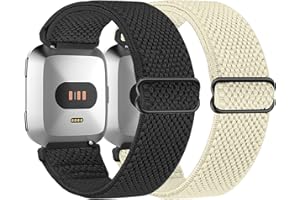 Larbolu 2 Pack Bracelets Compatible avec Fitbit Versa 2 Bracelet/Fitbit Versa Bracelet Femme Homme,Étirement réglable Nylon elastique Bracelet de remplacement Pour Fitbit Versa 2/Versa/Versa Lite/SE