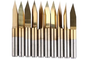 YWBL-WH 10 Pezzi rivestito in metallo duro PCB incisione CNC Router Bit Tool 10/30 gradi 0.1/0.2 millimetri punta((3.175x30°x0.1))