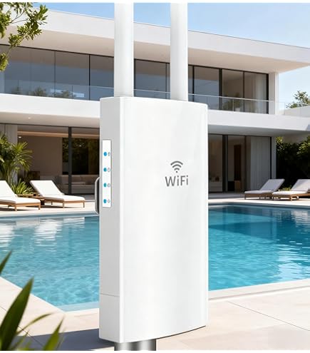 AC1200 Dual-WLAN 2,4 5GHz 1200 Mbit/s WiFi Versterker Repeater Outdoor (4x4 MIMO, 1 Gigabit-Poort, 4 Vaste Antennes, Mesh/Netwerk Range Extender/Wireless AP-Modus, Weerbestendig, WN572HP3