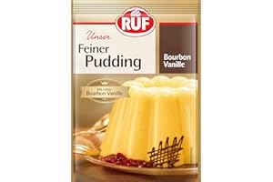 ‎RUF RUF Feiner Pudding Bourbon-Vanille mit edlem Vanille Aroma, echte Bourbon Vanille, glutenfrei, nur mit Milch und Zucker aufkochen, 3x38g