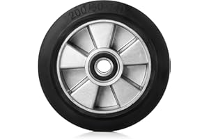 Pallit Rodillo de goma para carretilla elevadora, 200 x 50 mm, eje 20 mm, con rodamiento de bolas, ruedas de repuesto, eje 20 mm, diámetro 200 mm, ancho 50 mm